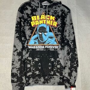 🆕 Men’s Size Small Wakanda Forever Black Panther Hoodie Black Tie Dye Fast Ship
